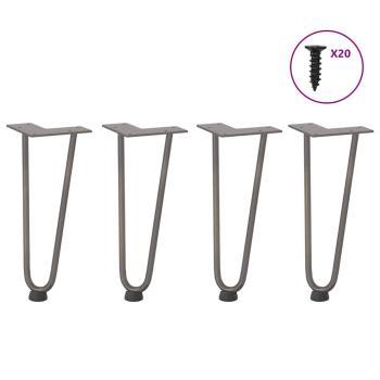 Haarnadelbeine für Couchtisch 4 Stk. Naturstahl 30 cm Massivstahl