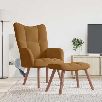 ARDEBO.de - Relaxsessel mit Hocker Braun Samt