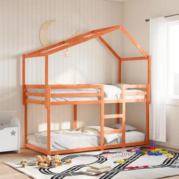 ARDEBO.de - Etagenbett mit Dach Wachsbraun 90x190 cm Massivholz Kiefer