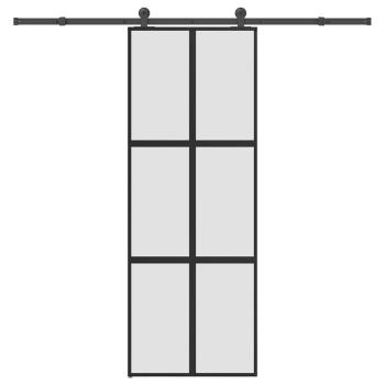 Schiebetür mit Beschlag 76x205 cm Hartglas & Aluminium