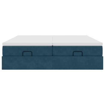 Ottoman-Bett mit Matratzen Dunkelblau 160x200 cm Samt