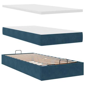 Ottoman-Bett mit Matratzen Dunkelblau 160x200 cm Samt