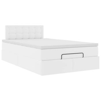 Ottoman-Bett mit Matratze Weiß 120x200 cm Kunstleder