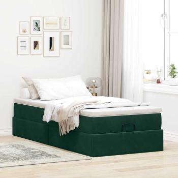 Ottoman-Bett mit Matratze Dunkelgrün 90x190 cm Samt