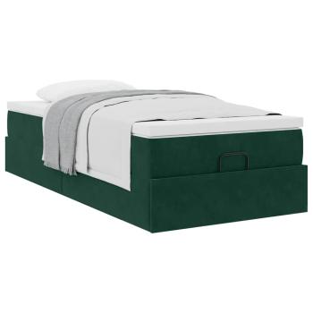 Ottoman-Bett mit Matratze Dunkelgrün 90x190 cm Samt