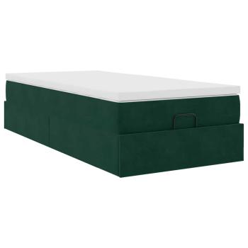 Ottoman-Bett mit Matratze Dunkelgrün 90x190 cm Samt