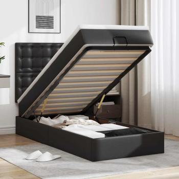 ARDEBO.de - Ottoman-Bett mit Matratze Schwarz 90x190 cm Kunstleder