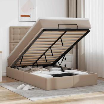 ARDEBO.de - Ottoman-Bett mit Matratze Cappuccino-Braun 120x190cm Kunstleder