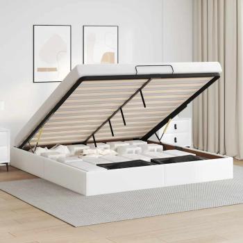 ARDEBO.de - Ottoman-Bett ohne Matratze Weiß 200x200 cm Kunstleder