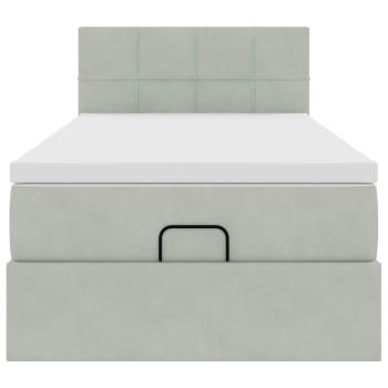 Ottoman-Bett mit Matratze Hellgrau 90x190 cm Samt