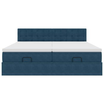 Ottoman-Bett mit Matratzen Dunkelblau 160x200 cm Samt