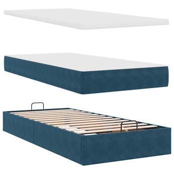 Ottoman-Bett mit Matratzen Dunkelblau 160x200 cm Samt