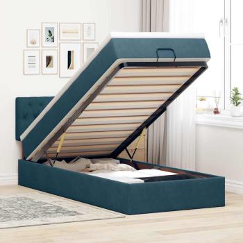 ARDEBO.de - Ottoman-Bett mit Matratze & LEDs Dunkelblau 90x190 cm Samt