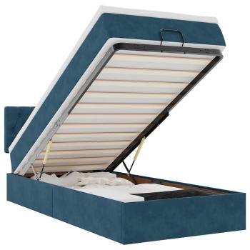 Ottoman-Bett mit Matratze & LEDs Dunkelblau 90x190 cm Samt