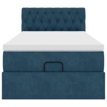 Ottoman-Bett mit Matratze & LEDs Dunkelblau 90x190 cm Samt