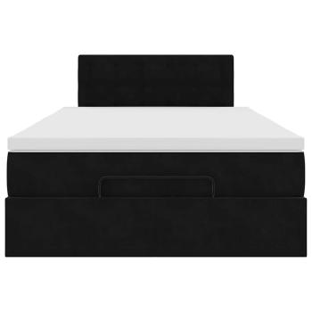 Ottomane Bett mit Matratze & LEDs Schwarz 120x190 cm Samt