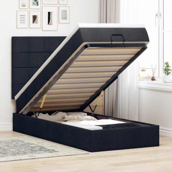 ARDEBO.de - Ottoman-Bett mit Matratze & LEDs Schwarz 90x190 cm Stoff