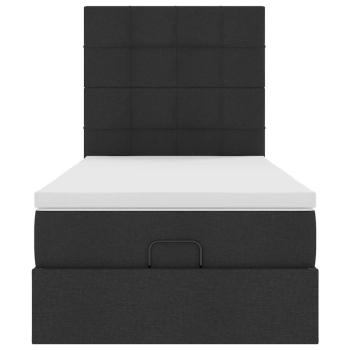 Ottoman-Bett mit Matratze & LEDs Schwarz 90x190 cm Stoff