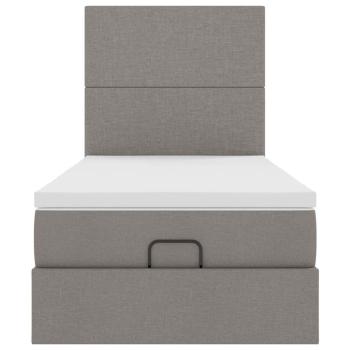 Ottoman-Bett mit Matratze & LEDs Taupe 80x200 cm Stoff