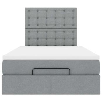 Ottoman-Bett mit Matratze Hellgrau 120x190 cm Stoff