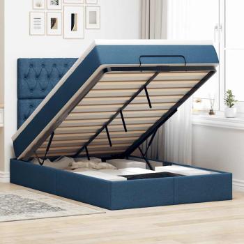 ARDEBO.de - Ottoman-Bett mit Matratze Blau 120x190 cm Stoff