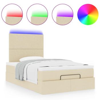 Ottoman-Bett mit Matratze & LEDs Creme 120x190 cm Stoff