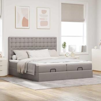 Ottoman-Bett mit Matratzen Taupe 160x200 cm Stoff
