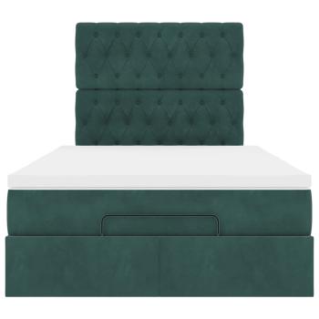 Ottoman-Bett mit Matratzen Dunkelgrün 120x190 cm Samt