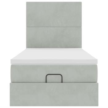 Ottoman-Bett mit Matratzen Hellgrau 90x190 cm Samt