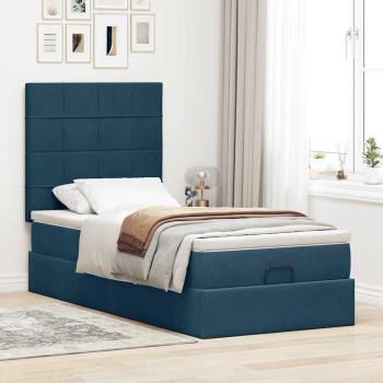 Ottoman-Bett mit Matratzen Dunkelblau 80x200 cm Samt