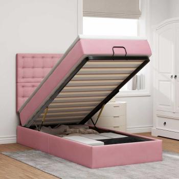 ARDEBO.de - Ottoman-Bett mit Matratzen & LEDs Rosa 80x200 cm Samt