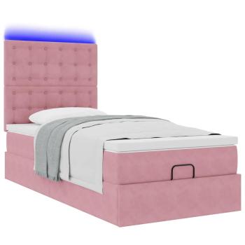 Ottoman-Bett mit Matratzen & LEDs Rosa 80x200 cm Samt