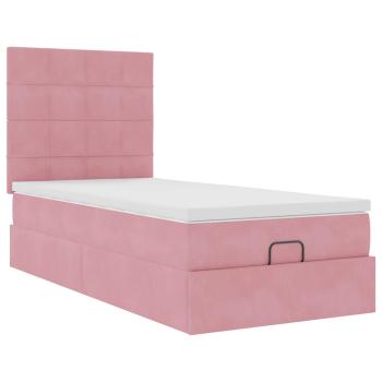 Ottoman-Bett mit Matratzen & LEDs Rosa 80x200 cm Samt