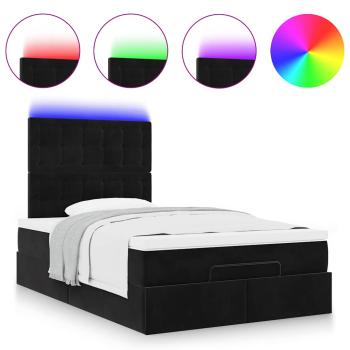 Ottoman-Bett mit Matratzen & LEDs Schwarz 120x190 cm Samt