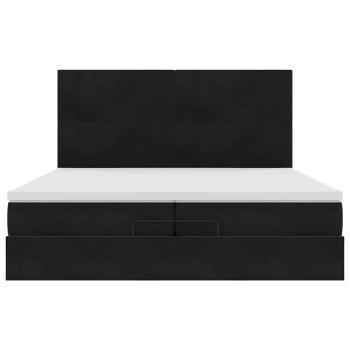 Ottoman-Bett mit Matratzen & LEDs Schwarz 200x200 cm Samt
