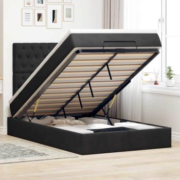 ARDEBO.de - Ottoman-Bett mit Matratzen & LEDs Schwarz 120x190 cm Samt