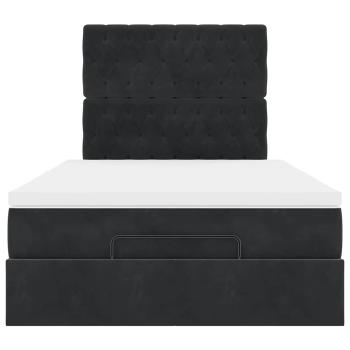 Ottoman-Bett mit Matratzen & LEDs Schwarz 120x190 cm Samt