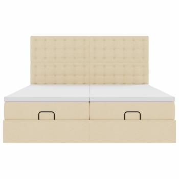 Ottoman-Bett mit Matratzen & LEDs Creme 180x200 cm Stoff