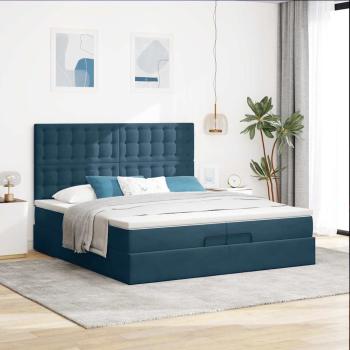 Ottoman-Bett mit Matratzen Dunkelblau 200x200 cm Samt