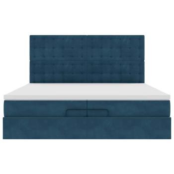 Ottoman-Bett mit Matratzen Dunkelblau 200x200 cm Samt