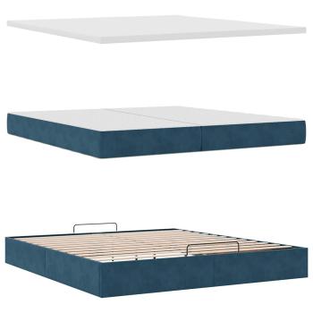 Ottoman-Bett mit Matratzen Dunkelblau 200x200 cm Samt