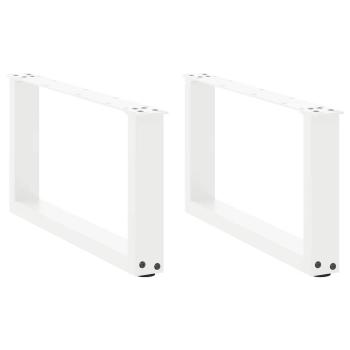 ARDEBO.de - Couchtischbeine U-Form 2 Stk. Weiß 70x(30-31) cm Stahl