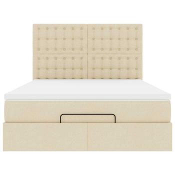 Ottoman-Bett mit Matratze & LEDs Creme 140x190 cm Stoff