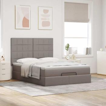 Ottoman-Bett mit Matratze Taupe 140x190 cm Stoff