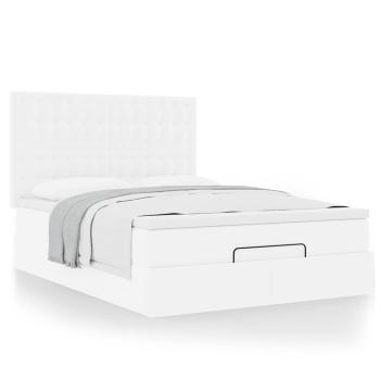 Ottoman-Bett mit Matratze Weiß 140x190 cm Kunstleder