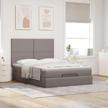 Ottoman-Bett mit Matratze Taupe 140x190 cm Stoff