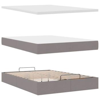 Ottoman-Bett mit Matratze Taupe 140x190 cm Stoff