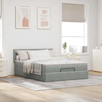 Ottoman-Bett mit Matratze Hellgrau 140x190 cm Samt