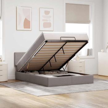 ARDEBO.de - Ottomanische Bett mit Matratze & LEDs Taupe 140x190 cm Stoff