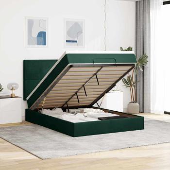 ARDEBO.de - Ottoman-Bett mit Matratzen Dunkelgrün 140x190 cm Samt